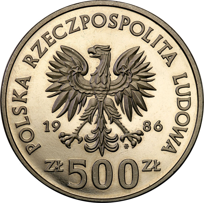 PRL. PRÓBA Nikiel 500 złotych 1986 Władysław Łokietek